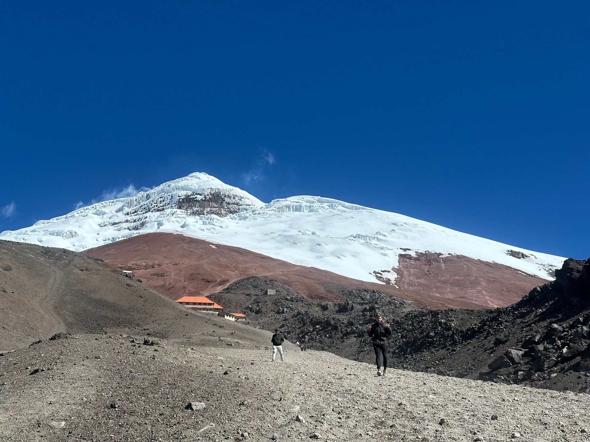Cotopaxi's glaciated cone with the José Rivas refuge below
